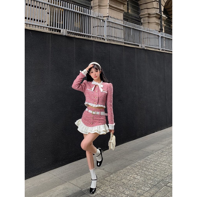 Set Chân Váy Và Áo Tay Dài Thời Trang Phong Cách Hàn Quốc Cho Nữ