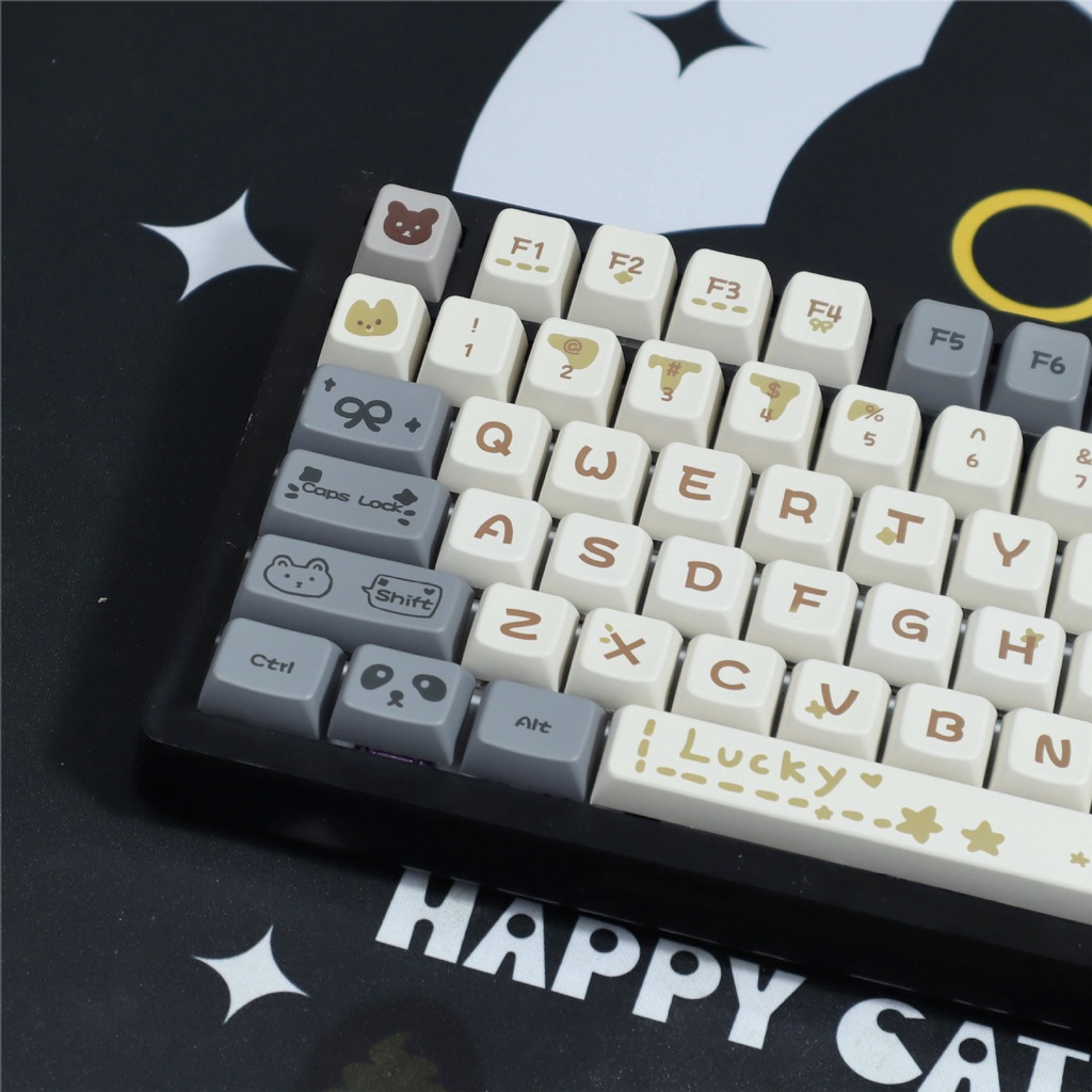 138 Phím Bear Daily Keycaps MDA Profile Graffiti Dễ Thương PBT DYE SUB Bàn Phím Cơ Keycap