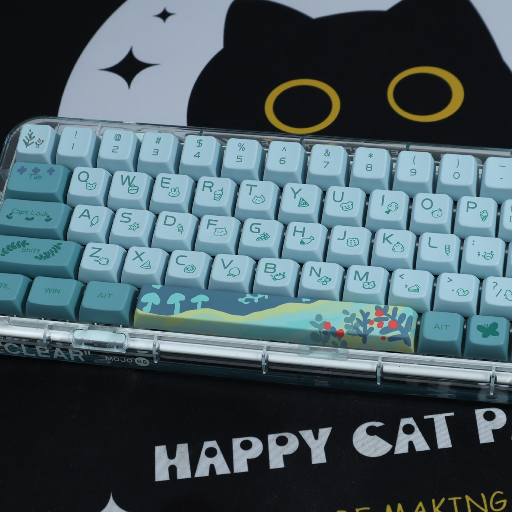138 Phím Forest Keycaps MDA Profile Màu Xanh Dễ Thương PBT DYE SUB Bàn Phím Cơ Keycap