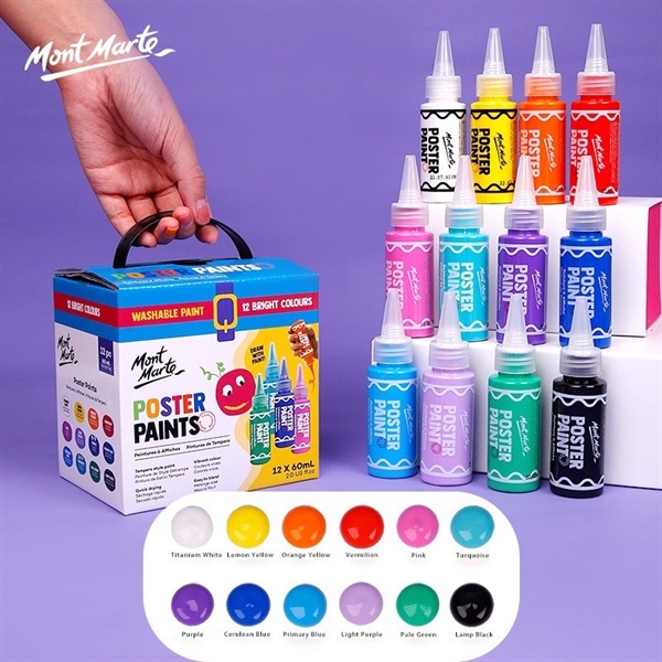 Bộ Màu Poster Paint 12 màu,24 màu/ Mont Marte