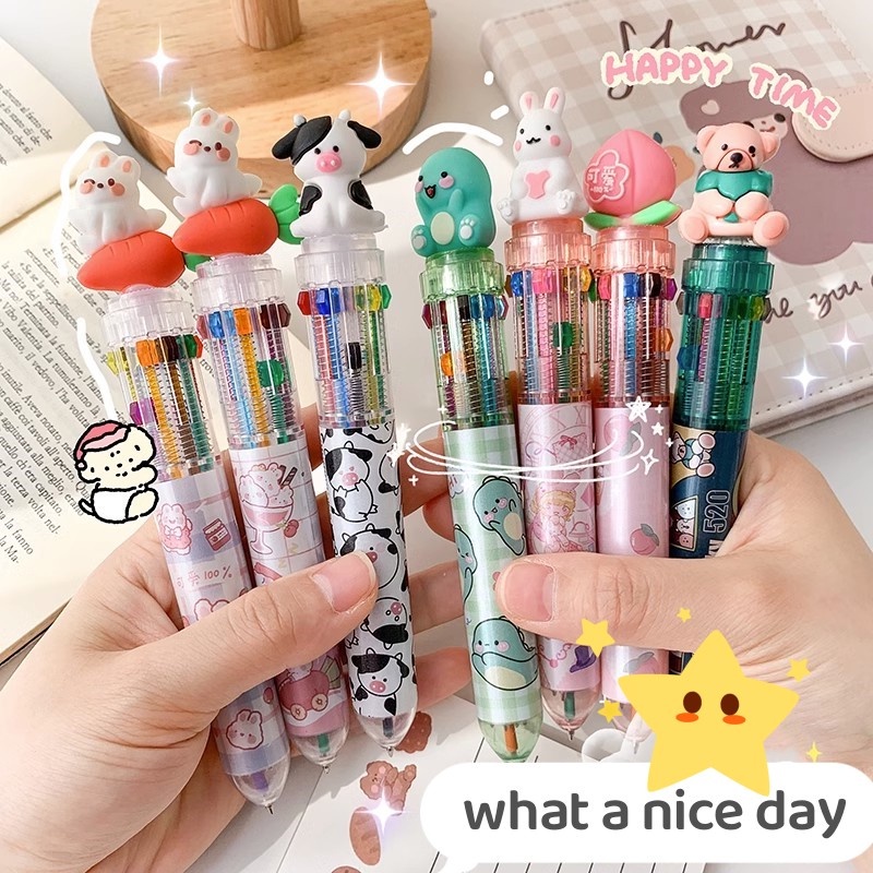 Bút Bi 10 Trong 1 Tạo Hình Động Vật Dễ Thương