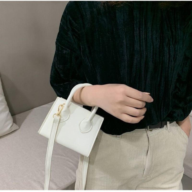 Túi xách nữ đeo chéo da trơn phong cách hàn quốc 2 quai cầm tay.
