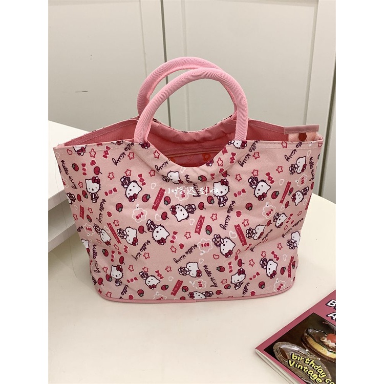 Túi Xách Tay Toàn Màn Hình Toàn Diện In Hình Hello Kitty Dễ Thương Cho Học Sinh