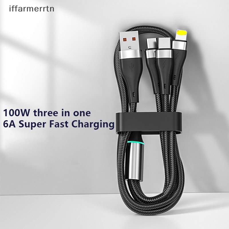 Cáp Sạc Nhanh 3 Trong 1 100w 6a usb Sang type c Chất Lượng Cao Cho huawei xiaomi samsung