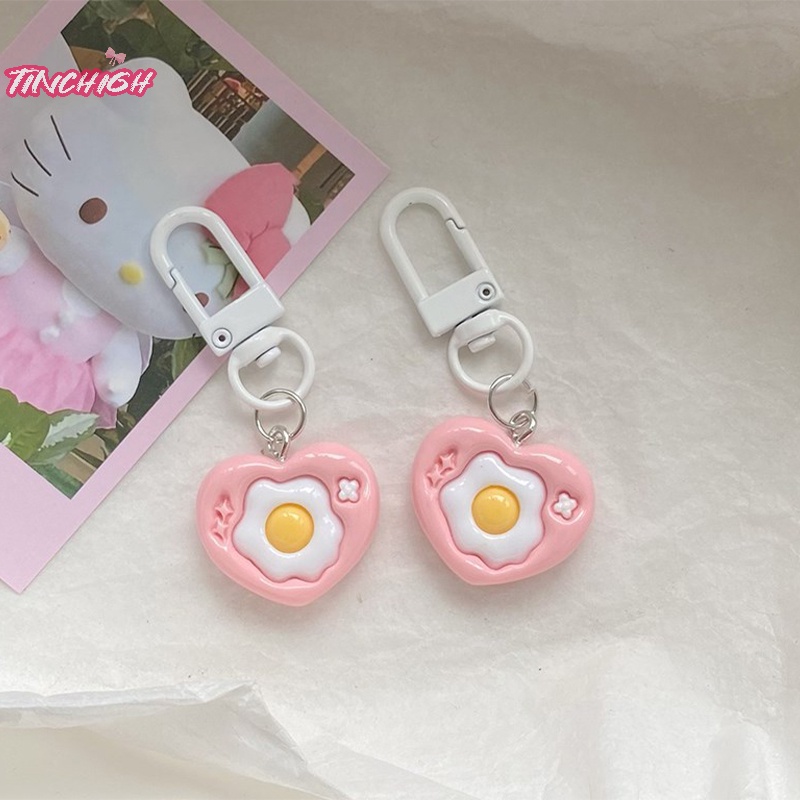 1 Móc Khóa Túi Xách Trái Tim Trứng Gà Màu Hồng Dễ Thương Vui Nhộn
