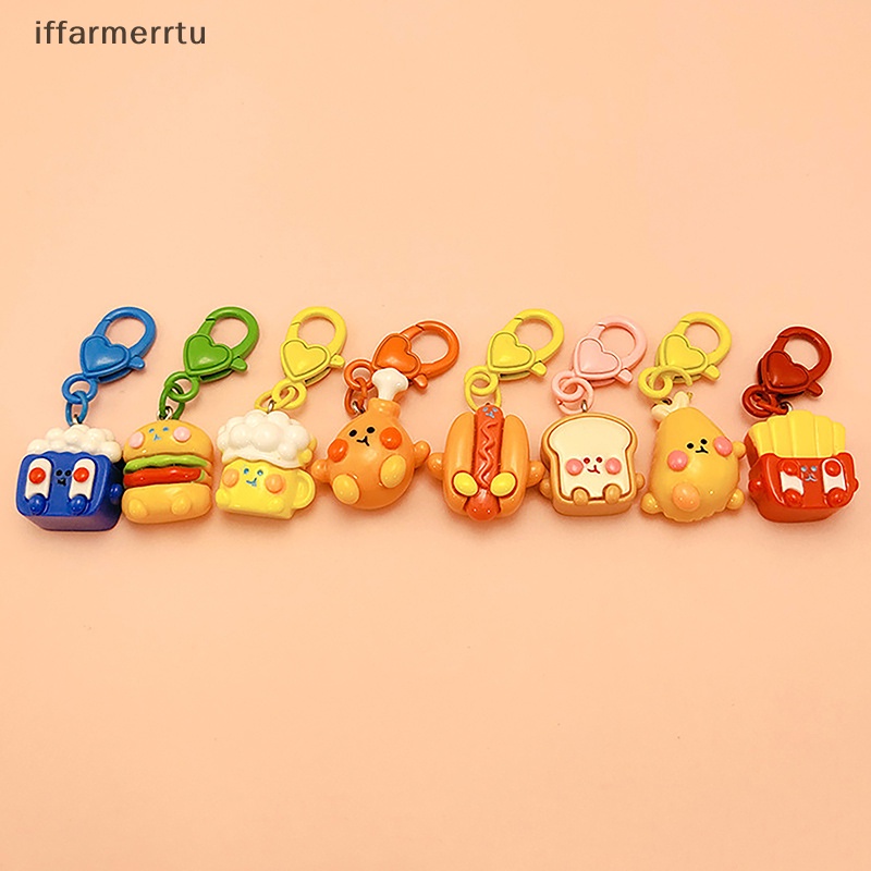 Móc Khóa Mô Phỏng Thức Ăn Chiên / hamburger / Gà Con Dễ Thương Vui Nhộn Dùng Để Trang Trí