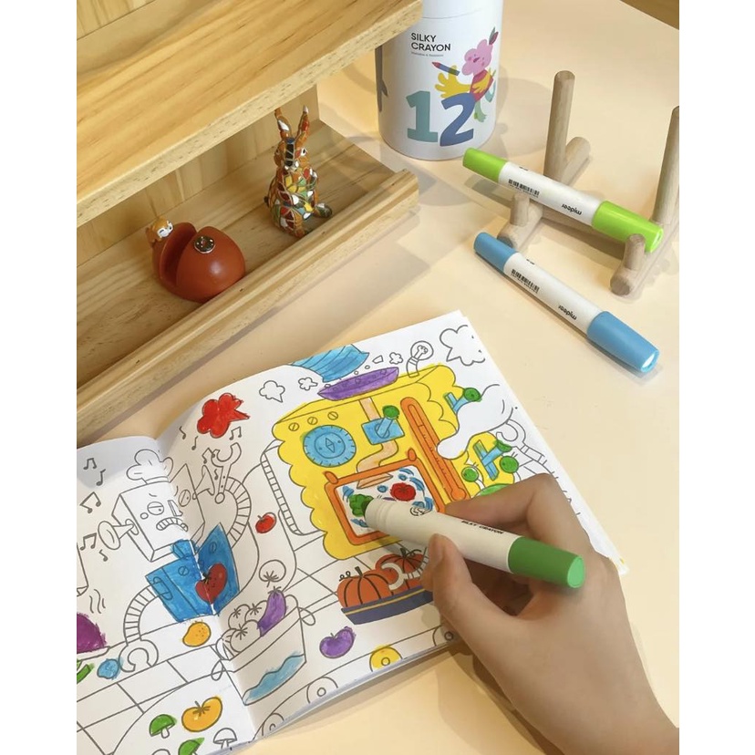 Bút Màu Sáp Lụa Hữu Cơ Mideer Silky Crayon Kèm Quai Xách Cho Bé 8 - 12 - 24 Màu