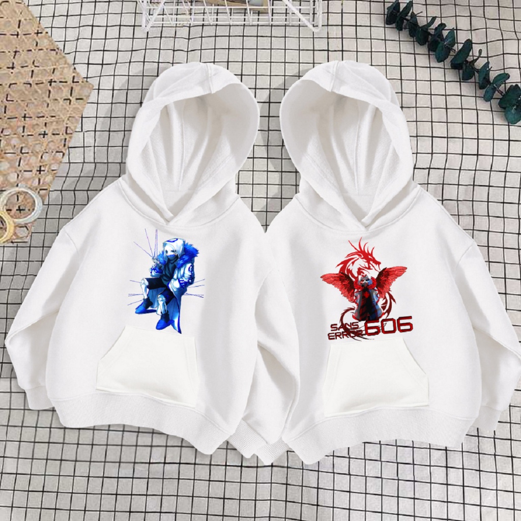 Áo Hoodie Trắng in hình Sans 606 San 505 Sans 404 Tam Sans Đại Chiến Cho Bé