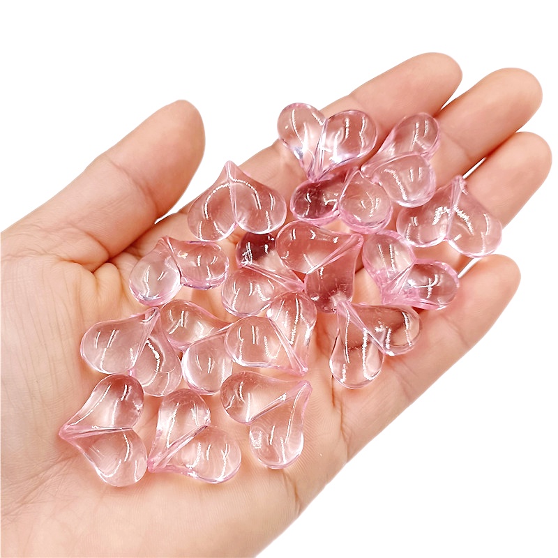 Set 10 Hạt Xỏ acrylic Trong Suốt Hình Trái Tim Nhiều Màu Kích Thước 17mm * 22mm Dùng Làm Trang Sức diy