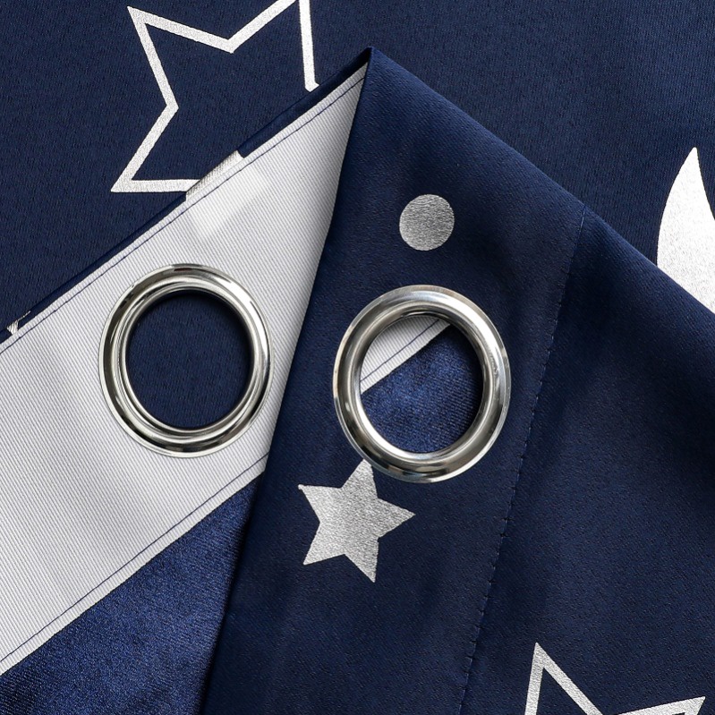 Rèm Cửa Cách Nhiệt In Hình Trăng Sao Màu Bạc Cho Phòng Ngủ Của Bé Trai