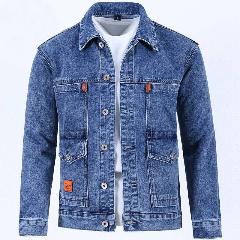 Quần áo làm việc chống bỏng và chịu mài mòn cho thợ hàn công trường áo khoác bò dài tay cỡ lớn thu đông cho nam