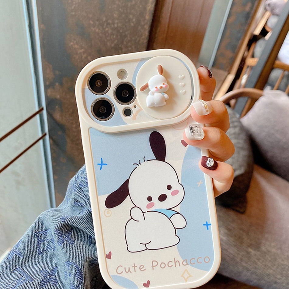 Ốp Điện Thoại Silicon Dẻo Hình Gấu pochacco 3d Cho iphone 11 12 13 14 15 pro max plus x xr xs max 7 8 plus se 2020 11pro 15pro