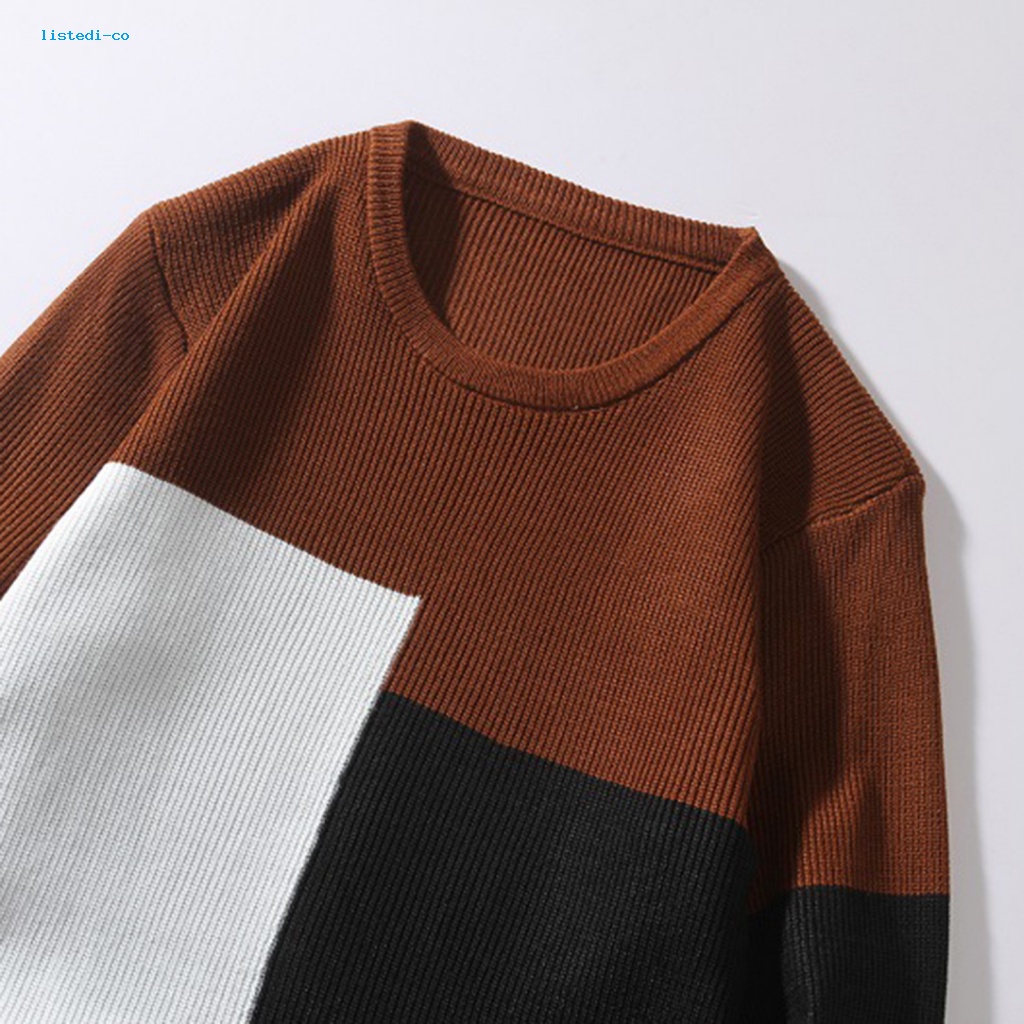 Listedi Áo sweater Dệt Kim Cổ Tròn Phối Màu Thời Trang Thu Đông Cho Nam Giới