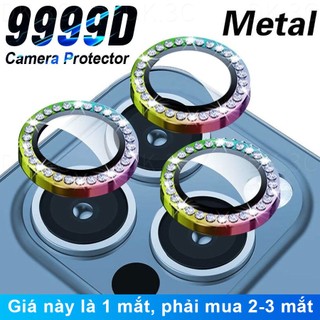 Cho iphone 14 15 13 12 11 pro max mini / 14 15 plus kim cương lấp lánh kim cương bảo vệ ống kính máy ảnh vòng kim loại có kính cường lực