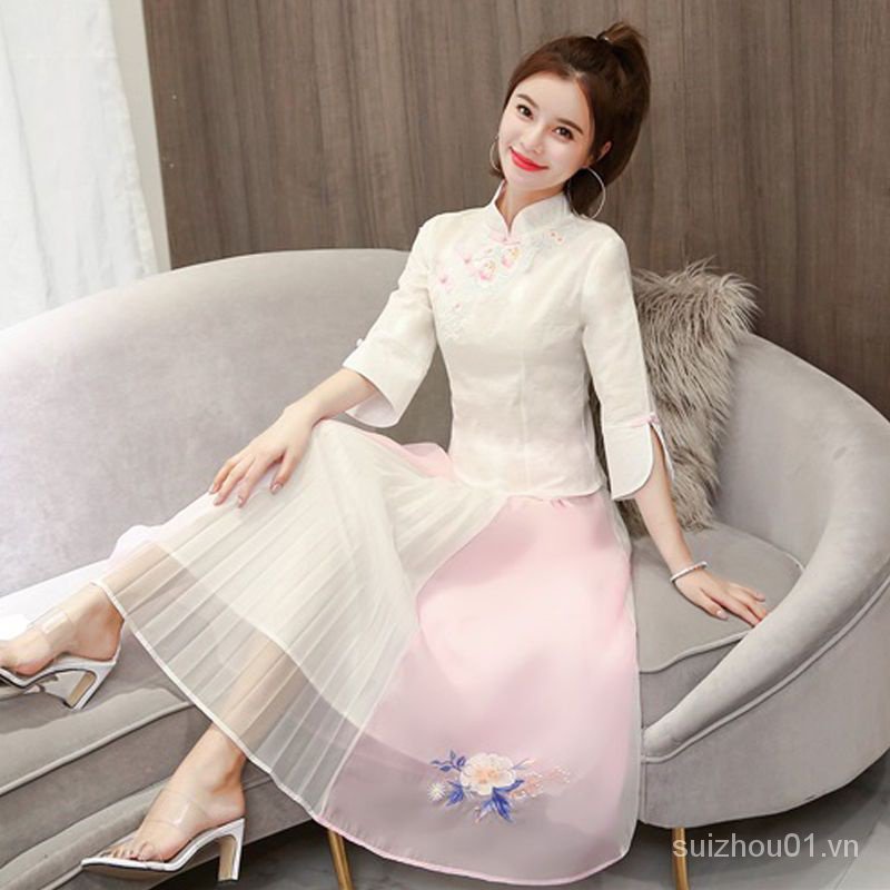 Bộ Đầm Sườn Xám Cách Tân Phong Cách Trung Hoa Cổ Điển Thời Trang Xuân Hè 2023 p02