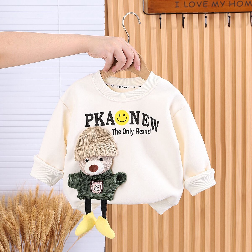 Áo Nỉ Dài Tay Cổ Tròn Thiết Kế Dày Dặn Thời Trang Mùa Thu Đông Dành Cho Bé Trai Và Bé Gái