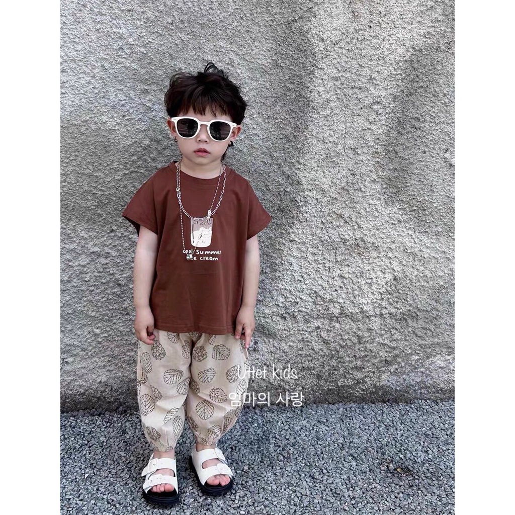 ÁO THUN TRÀ SỮA PHONG CÁCH HÀN QUỐC CHO BÉ GÁI VÀ BÉ TRAI 23095