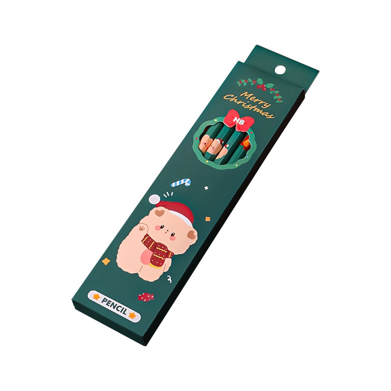 Set 6 Bút Chì Kèm Hộp Tẩy Trang Giáng Sinh