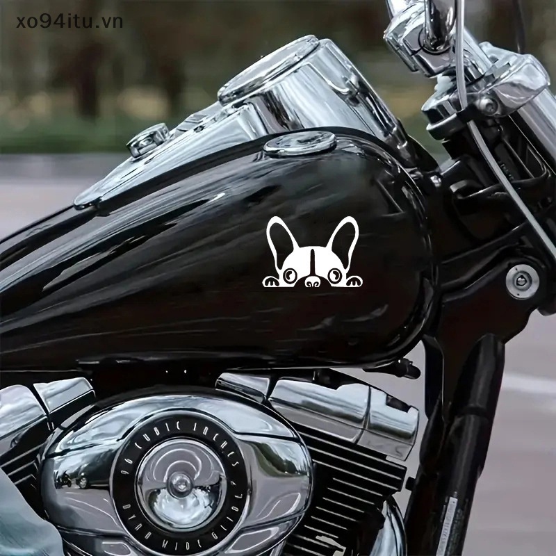 Xoitu Đề Can vinyl Dán Trang Trí Xe Hơi laptop Hình Chú Chó Bull Pháp Vui Nhộn vn