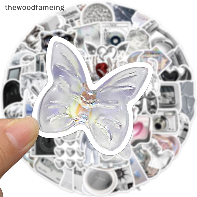 Bộ 66 Miếng Dán Màu Bạc Phong Cách graffiti Hiện Đại Đơn Giản Trang Trí Vali / laptop / Vali