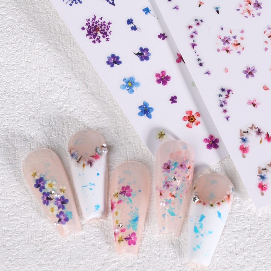 Miếng Dán Trang Trí Móng Tay Họa Tiết Hoa Đơn Giản Phong Cách Nhật Bản