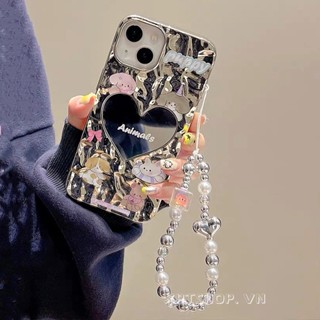 Ốp Điện Thoại Dẻo Trái Tim / Động Vật Kèm Giá Đỡ & Gương Cho iphone 15 14 13 12 11 pro max xr ix