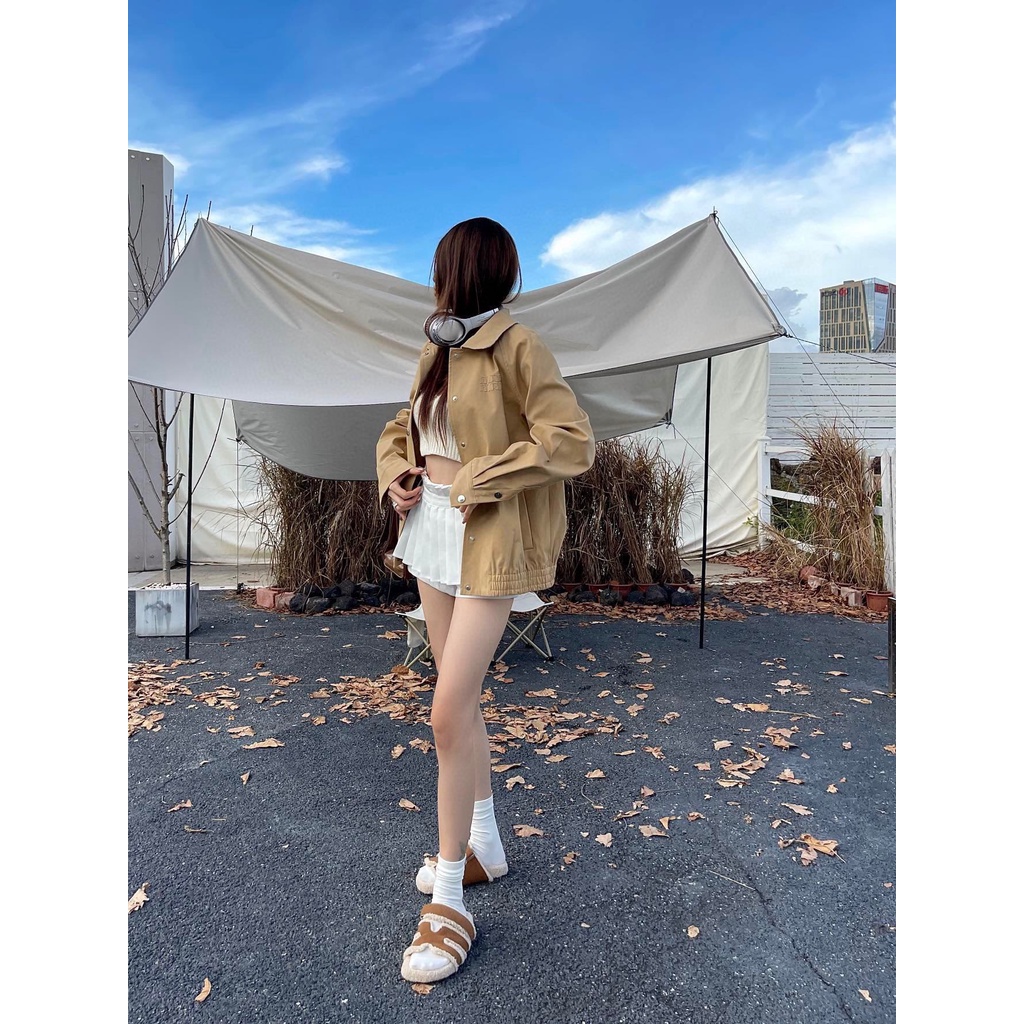 LEAS MIU MIU 23 autumn and winter New letter cloth embroidered casual coat women's lapel fashion all-match single-breasted jacket for women