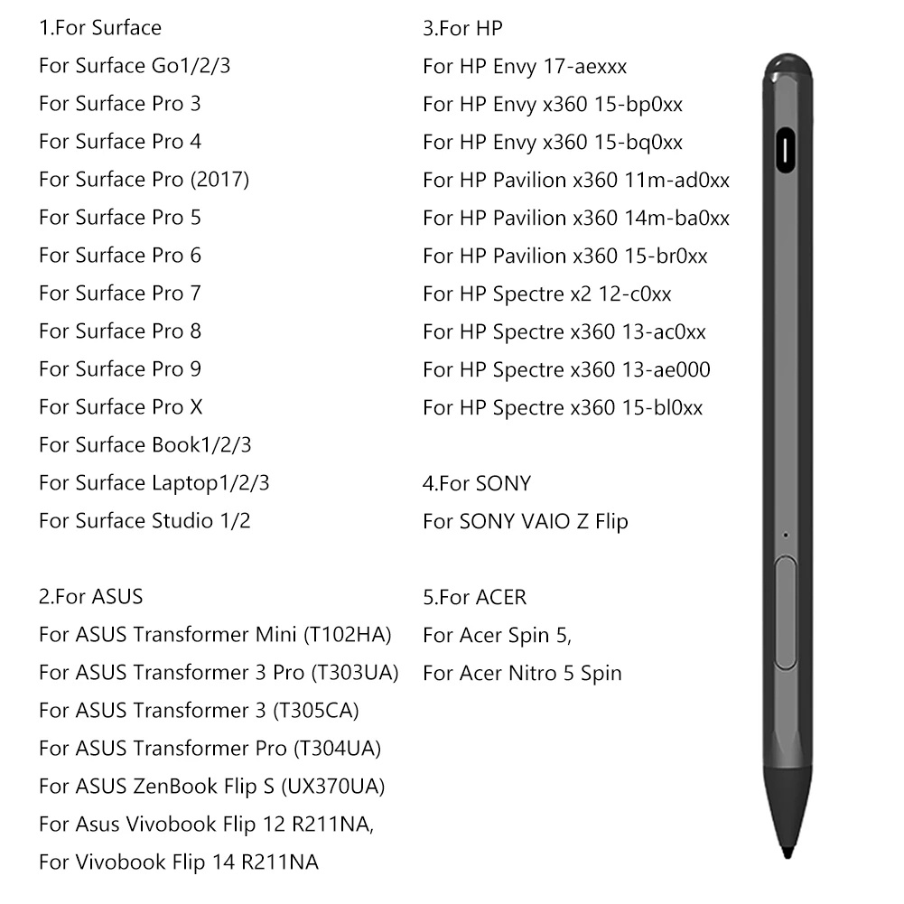 Bút Cảm Ứng Từ Tính Chuyên Dụng Cho microsoft surface pro 9 / 8 / 7 / 6 / 5 / 4 / 3 / x / go2 4096