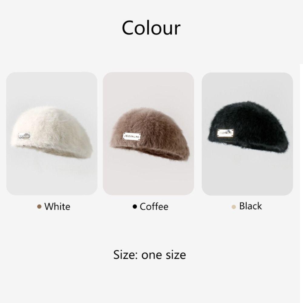 Yveta Mũ Nồi Vải Nỉ Mềm Mại Màu Trơn Ấm Áp Thanh Lịch Mùa Đông Cho Nữ