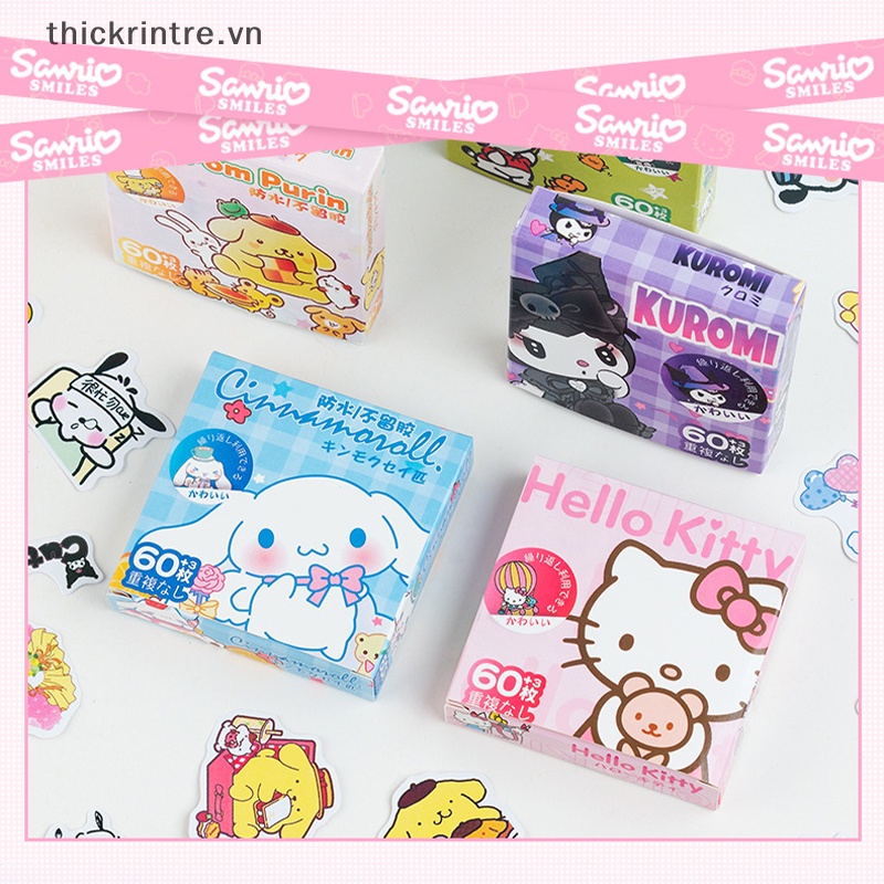 Set 60 Miếng Dán Mèo kitty Dễ Thương Chống Nước Trang Trí Sổ Tay vn