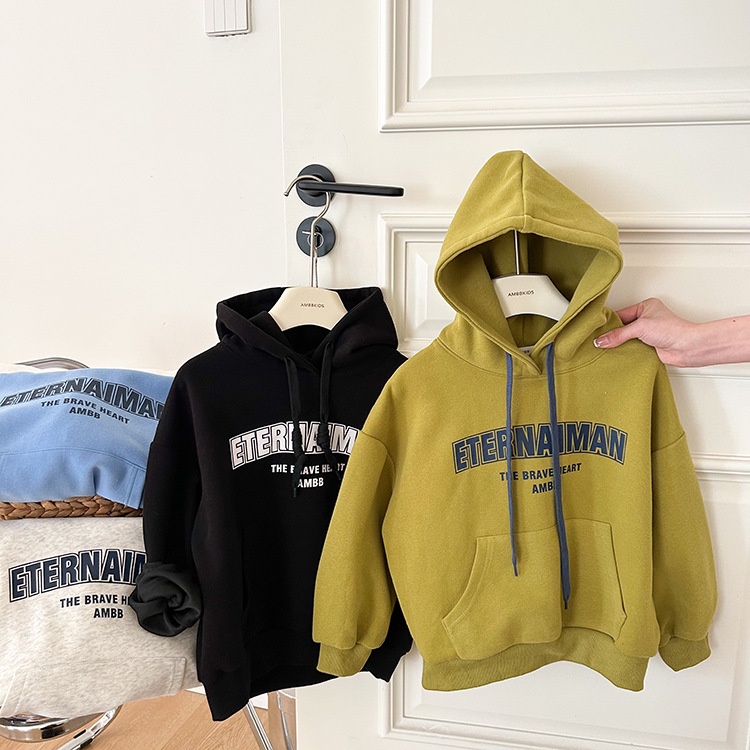 Ambb - Áo Hoodi Có Mũ Thu Đông Có Chữ Cho Bé Gái Và Bé Trai Phong Cách Áo Khoác Rộng Năng Động