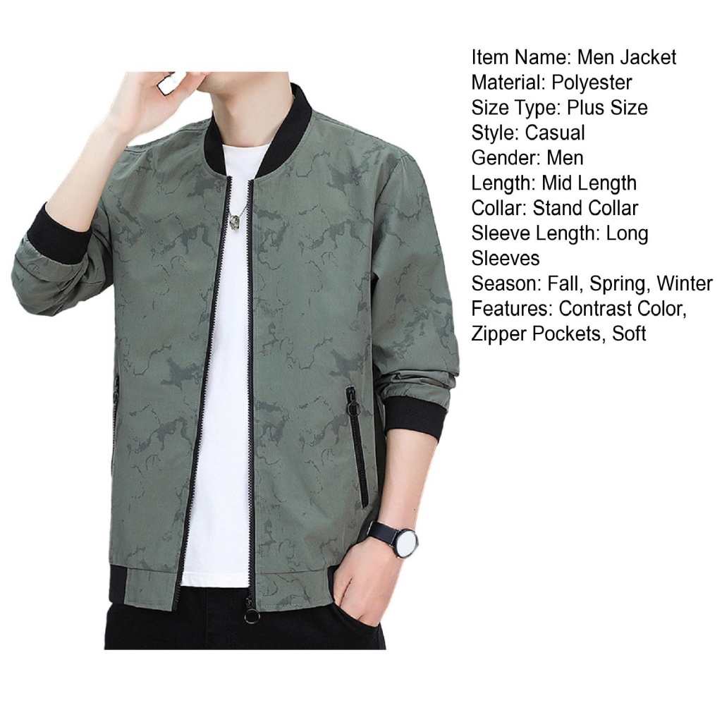 Endso.mx Áo Khoác Dáng Rộng Thoáng Khí In Họa Tiết Rằn Ri Có Túi Khóa Kéo Thời Trang Mùa Xuân Thu Cho Nam