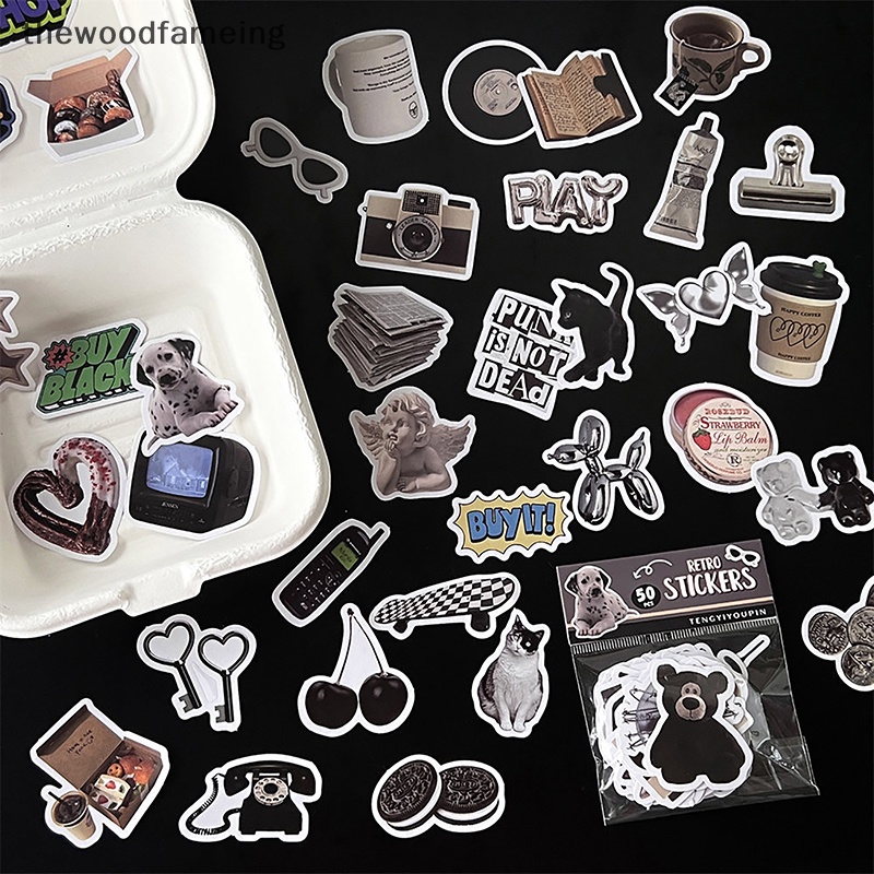 Thewoodfameing Set 50 sticker Dán Trang Trí laptop Điện Thoại Hình Thức Ăn Tráng Miệng Chống Thấm Nước