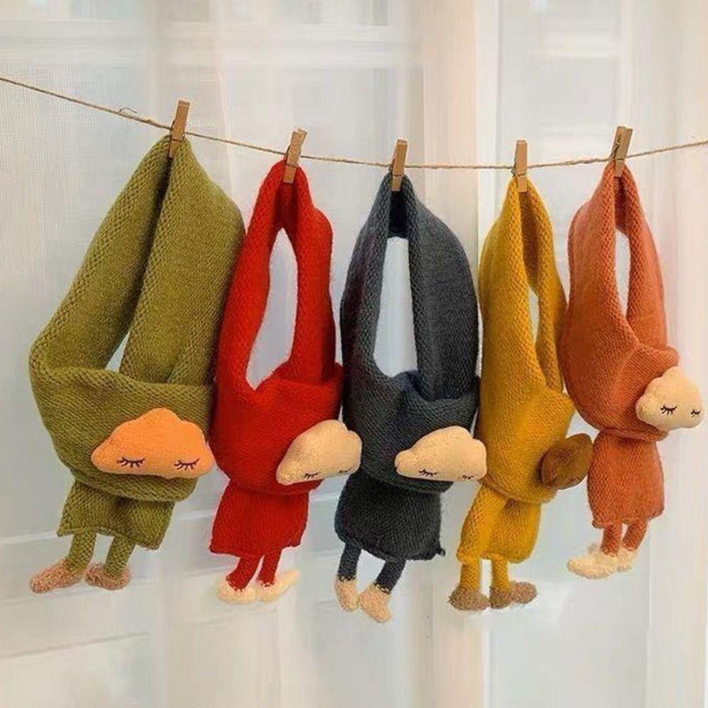 Khăn Choàng Cổ Dệt Kim Dày Dặn Ấm Áp Họa Tiết Hoạt Hình Đám Mây Thời Trang Thu Đông Cho Bé