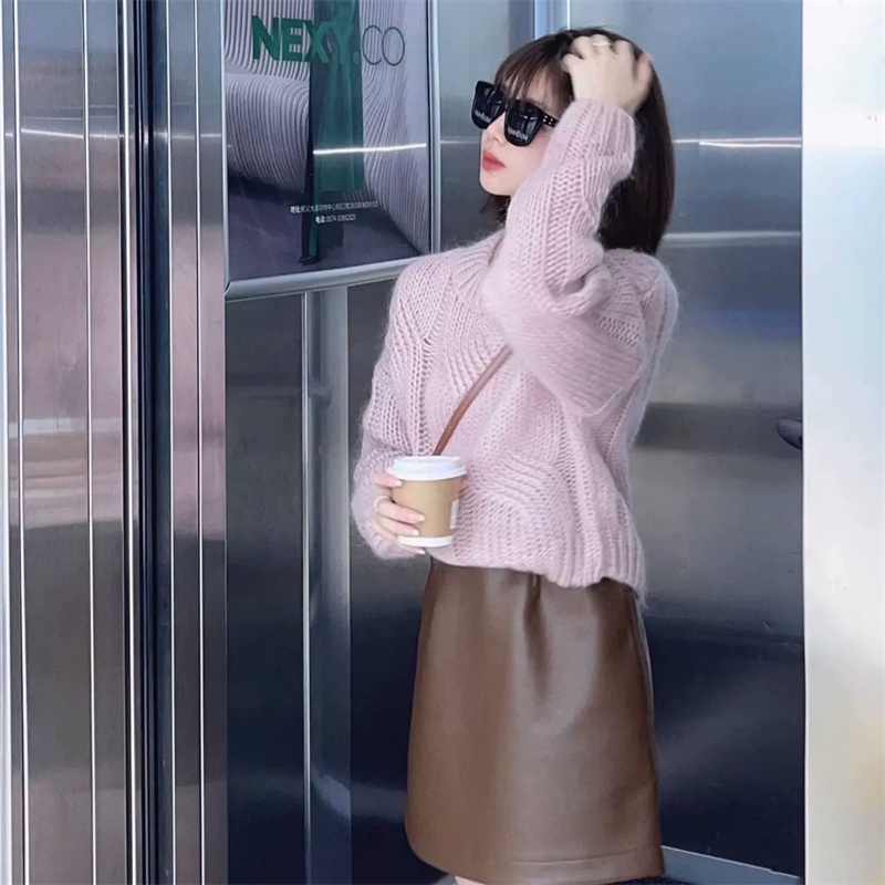 Áo sweater Dệt Kim Tay Dài Cổ Chữ v Màu Sắc Đơn Giản Phong Cách retro Hàn Quốc