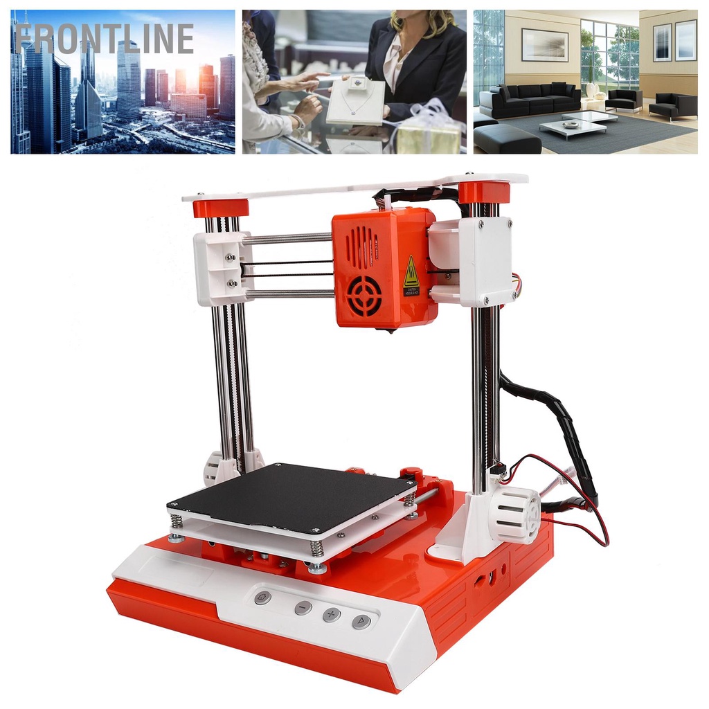 Frontline Bộ máy in 3D mini Máy tính để bàn DIY với thẻ TF 4G dành cho trẻ em Trẻ Học sinh Người mới bắt đầu 110‑240V