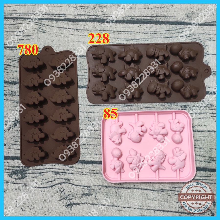 HCM - Khuôn silicon mẫu hình Khủng long Bạo chúa, Tê giác  nướng bánh, làm kẹo dẻo, đổ rau câu thạch, đổ tượng thạch cao