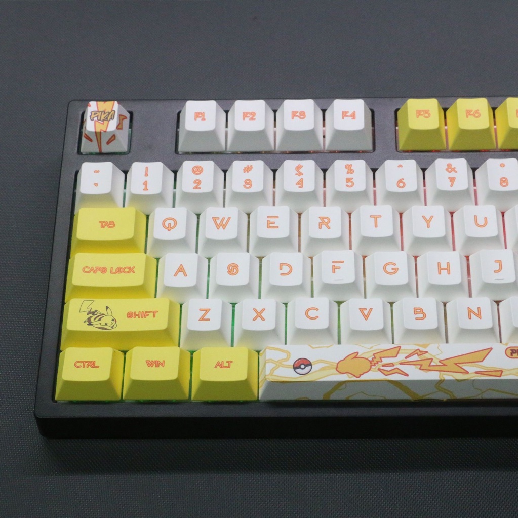 Keycap Pikachu, chiều cao CHERRY, thăng hoa PBT, phù hợp với bàn phím phím 87/68/84/104/108 Nhân vật lớn màu hồn