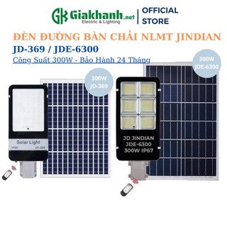 Đèn đường năng lượng mặt trời - đèn đường bàn chải nlmt jindian công suất 300w khung nhôm, chip led smd - bh 2 năm