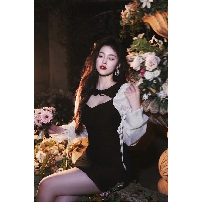 Mqaq hepburn Đầm Ngắn Ôm Eo Tay Dài Phong Cách Pháp Thiết Kế Độc Đáo Thời Trang Xuân Thu 0 Mới Cho Nữ