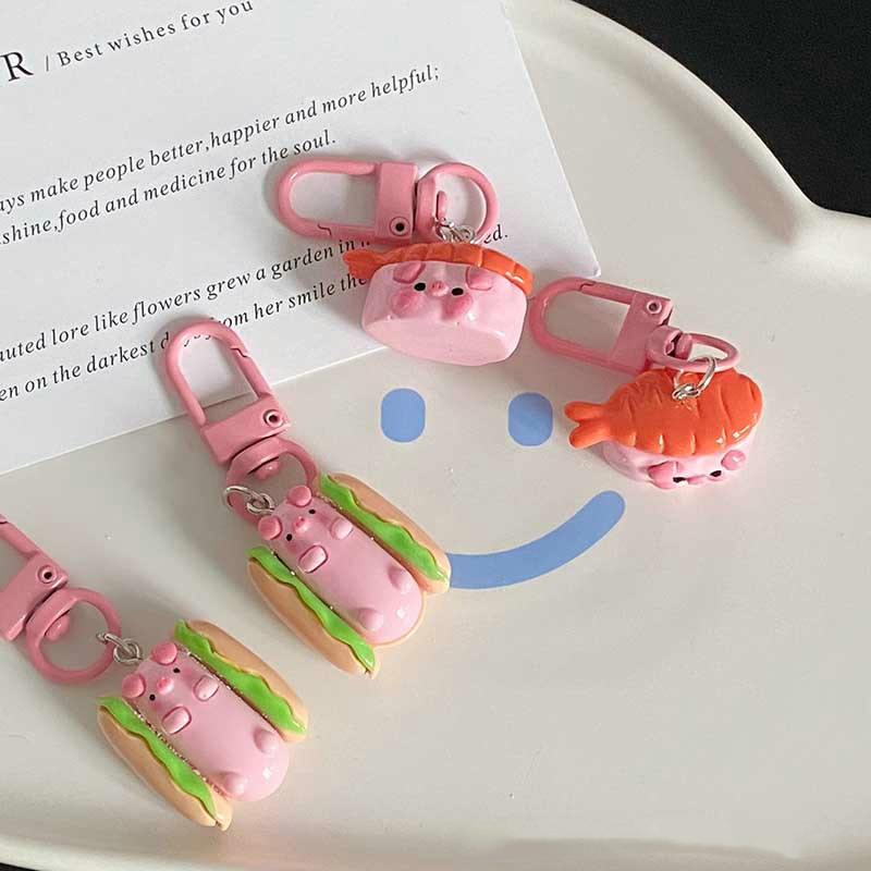 Hoạt Hình Móc Khóa Hình Bánh hamburger / Heo / Kẹo / Gà Đáng Yêu Cho Nữ