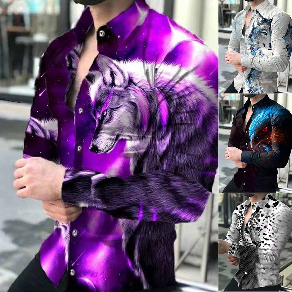Áo Sơ Mi Nam In Họa Tiết 3d Phong Cách baroque Thoải Mái