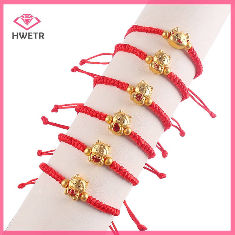 Vòng Tay Dây Đỏ May Mắn Khắc Hình Rồng Năm 2024 Mới