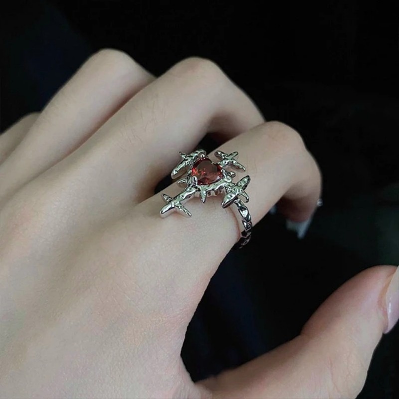 Nhẫn Hở Hình Trái Tim Đính Đá Phong Cách gothic Thời Trang Cho Nữ y2k