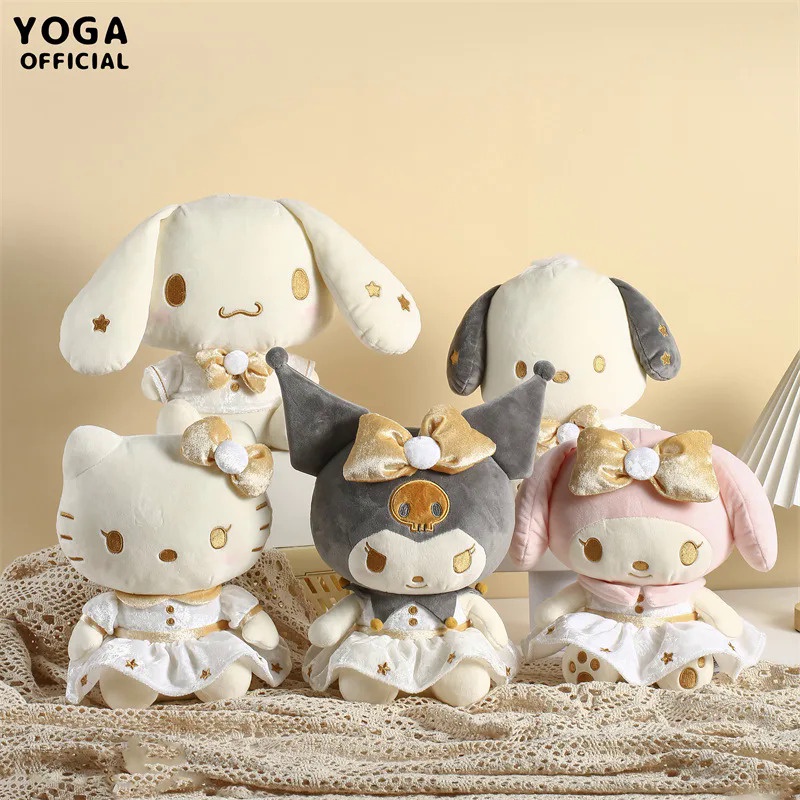 Thú Nhồi Bông Hình Mèo sanrio kuromi melody cinnamoroll pochacco Chính Hãng 23cm
