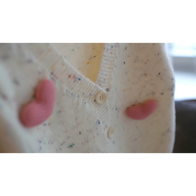 Áo Khoác cardigan Họa Tiết Trái Tim Đáng Yêu Thời Trang Thu Đông Cho Bé Gái