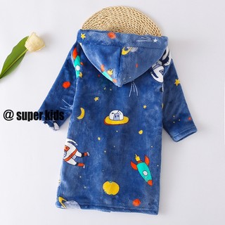 Super kids áo choàng tắm hai mặt bằng vải nhung dành cho bé trai và bé gái