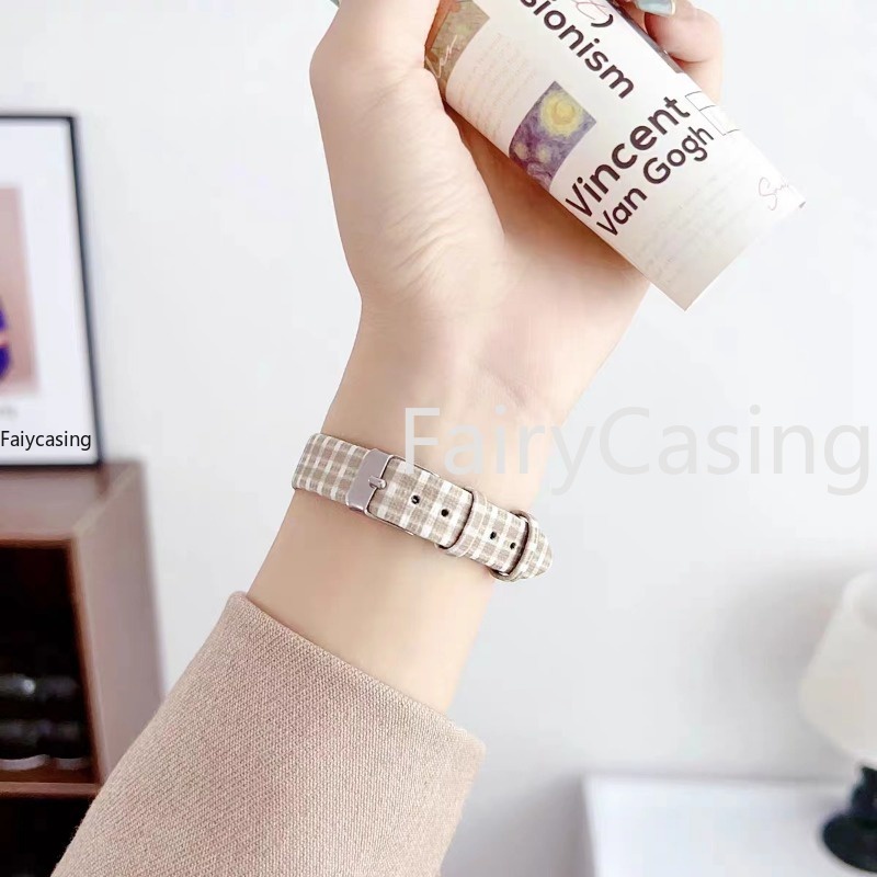 Dây Đeo Đồng Hồ Bằng Da Họa Tiết Caro 49mm series 9 7 8 41mm 45mm 38mm 42mm iwatch se 6 5 4 3 40mm 44mm