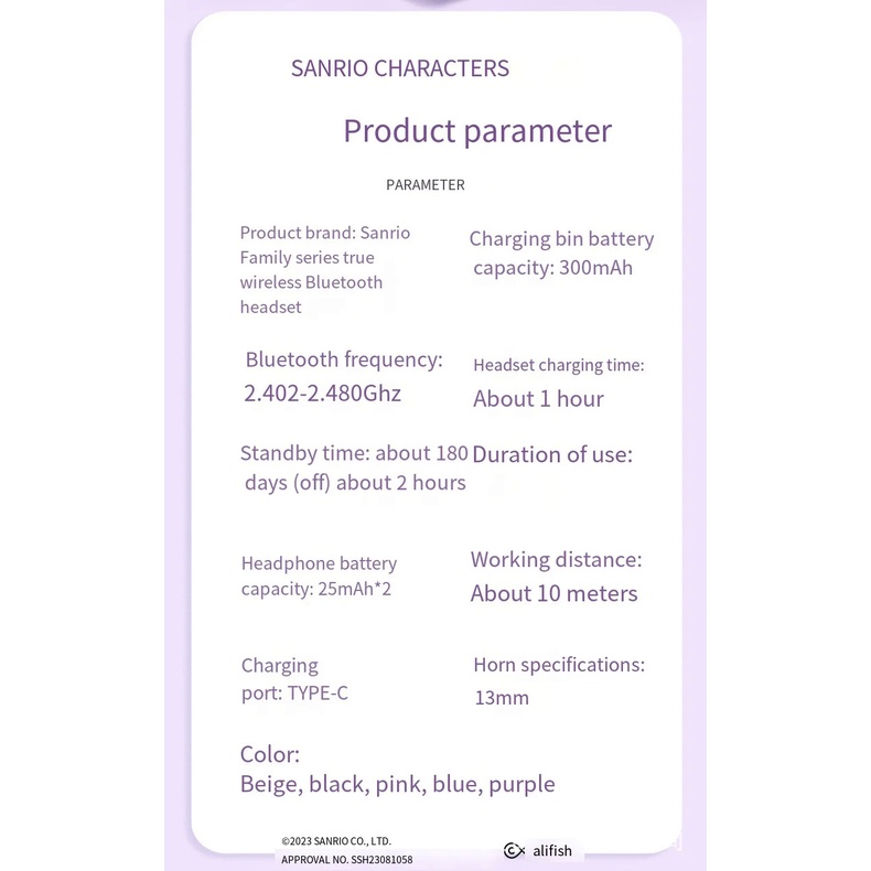 Tai Nghe bluetooth Không Dây Chống Nước Hình sanrio cinnamoroll kuromi kawaii