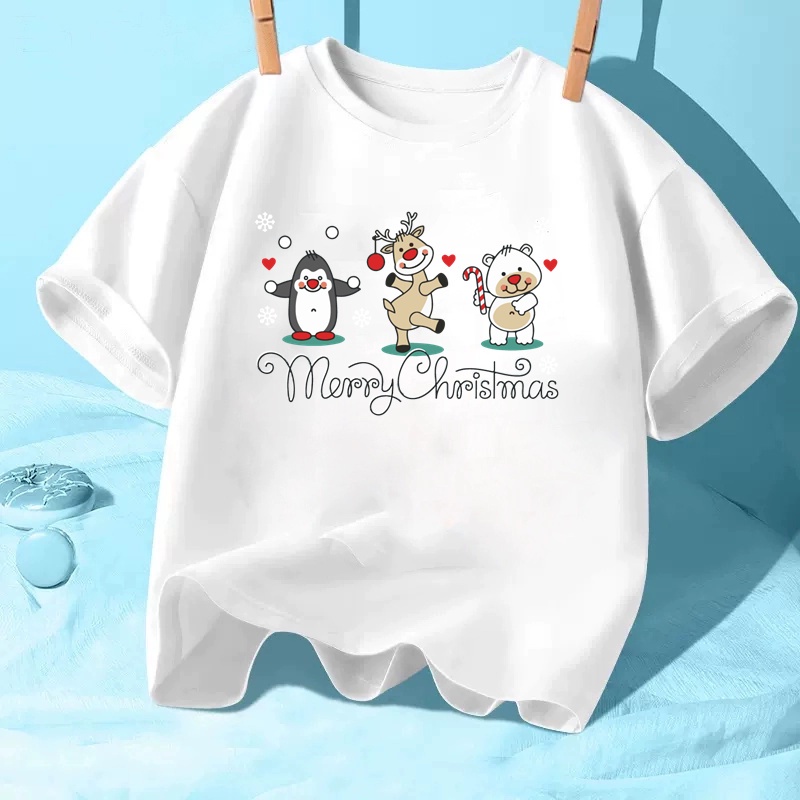 Lololocee Áo Thun Tay Ngắn In Hình Giáng Sinh Cho Bé Gái